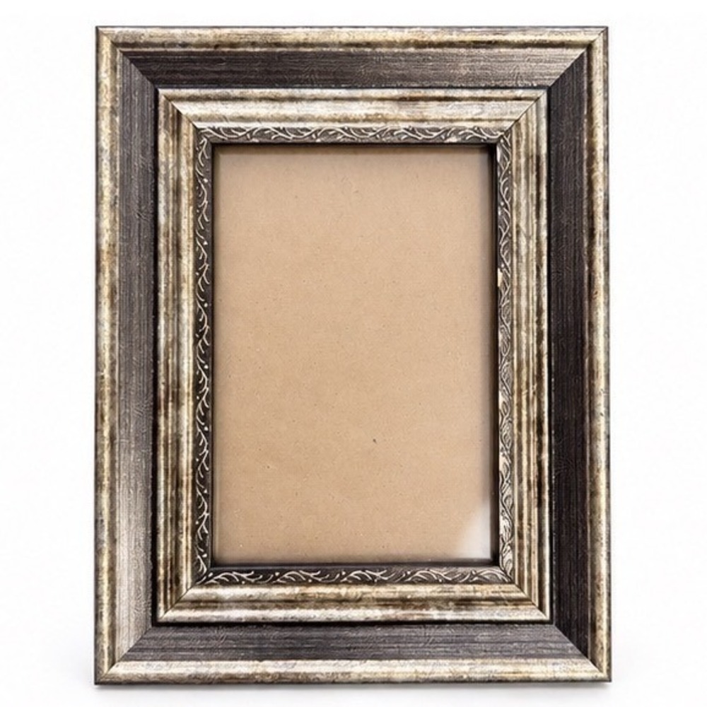 Ornate 4x6 Picture Frame Antiqued Silver Pewter Look Tabletop Wall Decor